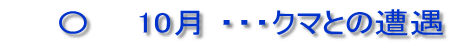 　　〇　  10月 ・・・クマとの遭遇